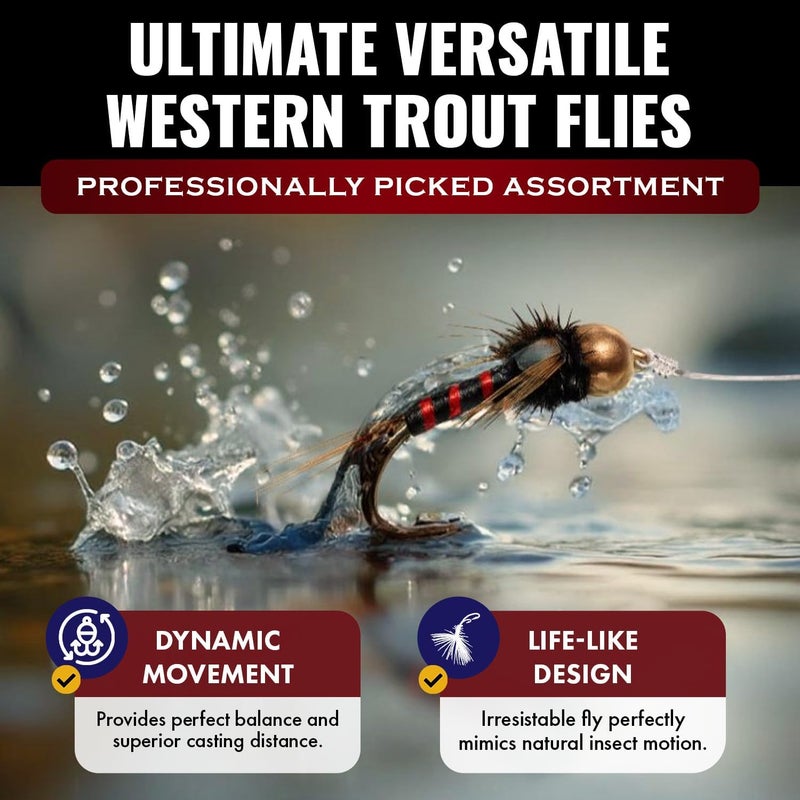 RoxStar Lures RoxStar Fly Shop Premium Trout Fly Assortment, Hand-Tied Wet and Dry Flies, BeadHead Tungsten and Brass Options - Image 4